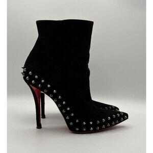 Christian Louboutin Black Spiked Ankle Bootie Stiletto Willetta 100 Sz EU 38